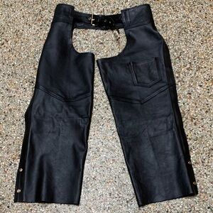 Hudson Black Leather Biker Chaps XXL